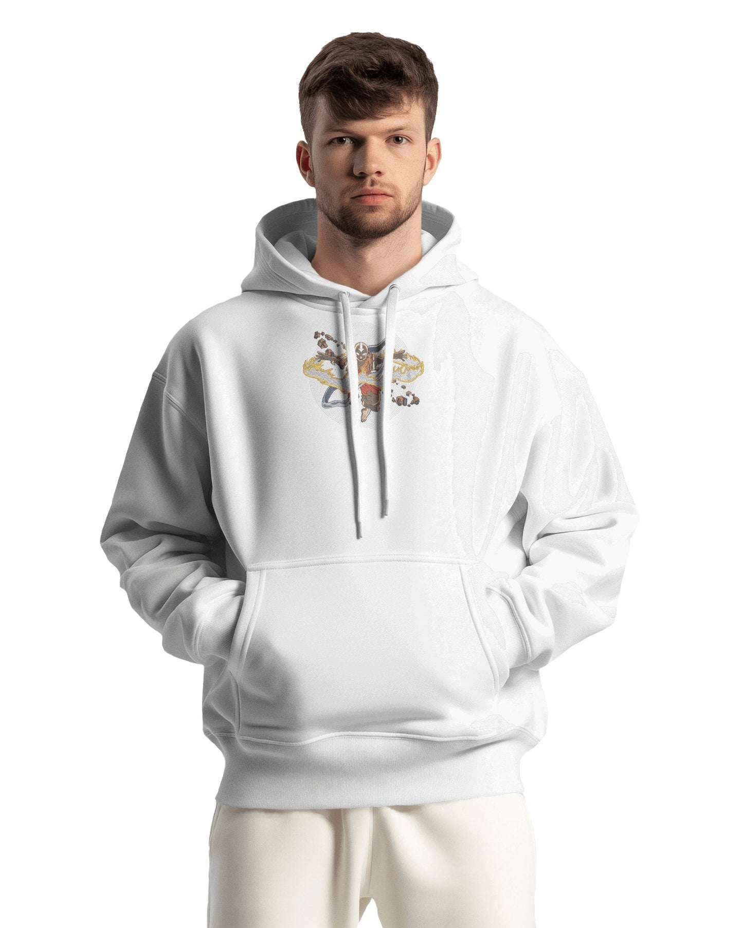 Hoodie 500 GSM Aang Avatar Embroidered Design - TM SignatureHoodie 500 GSM Aang Avatar Embroidered DesignHoodieTM SignatureWhiteCottonXS