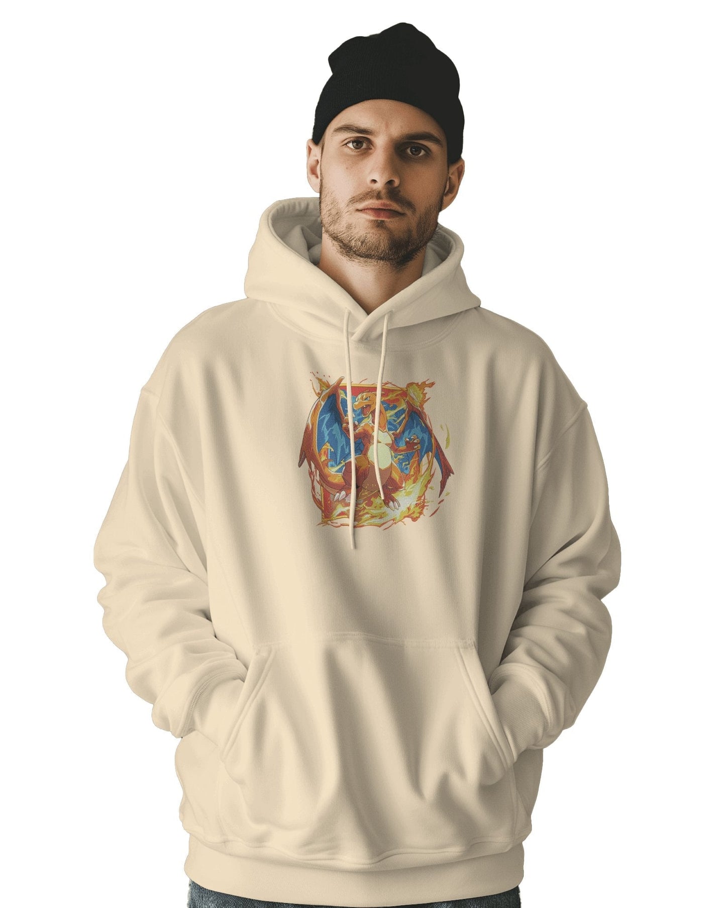 Hoodie 500 GSM Charizard Embroidered Design - TM SignatureHoodie 500 GSM Charizard Embroidered DesignHoodieTM SignatureBeigeXSCotton