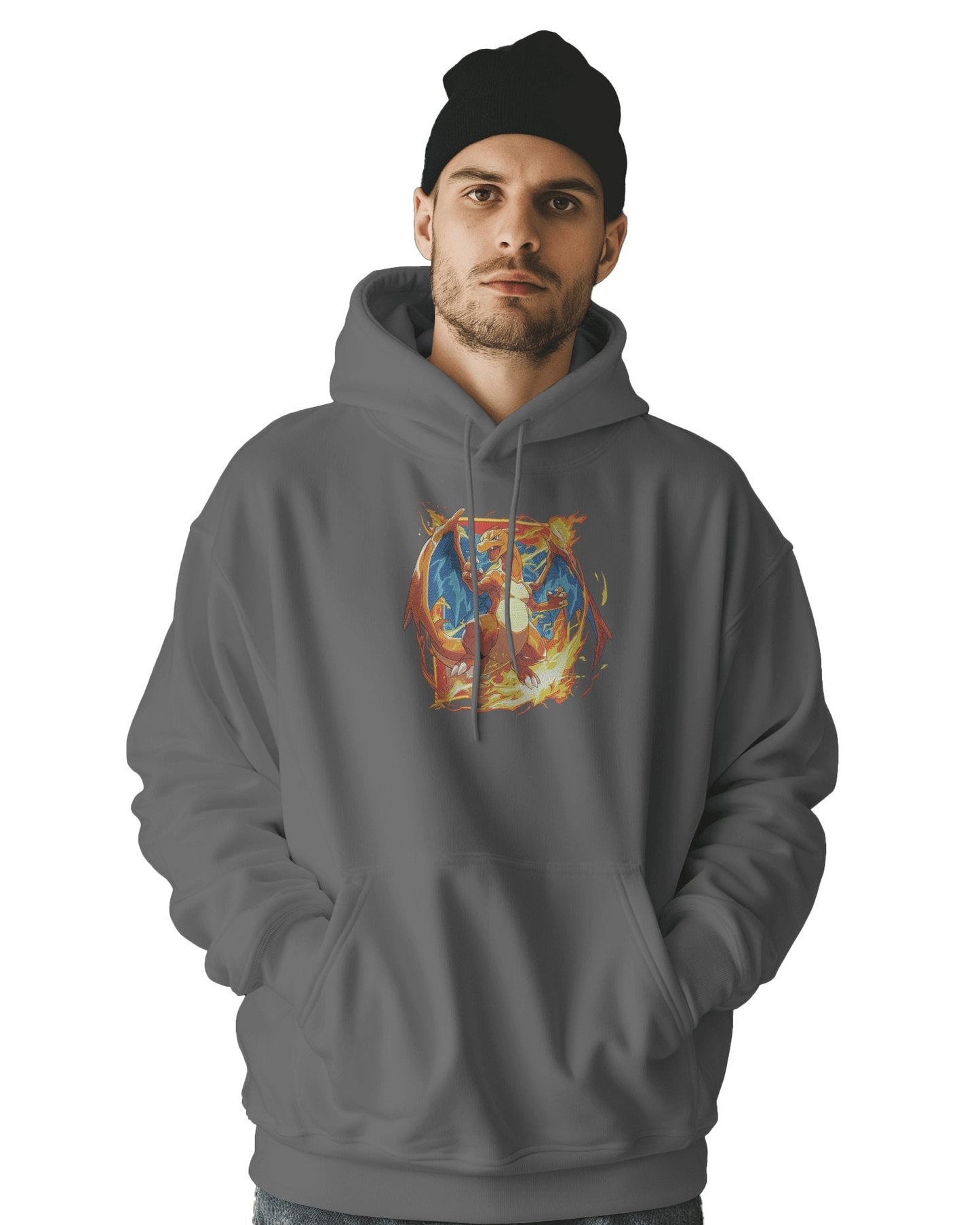 Hoodie 500 GSM Charizard Embroidered Design - TM SignatureHoodie 500 GSM Charizard Embroidered DesignHoodieTM SignatureGrayXSCotton