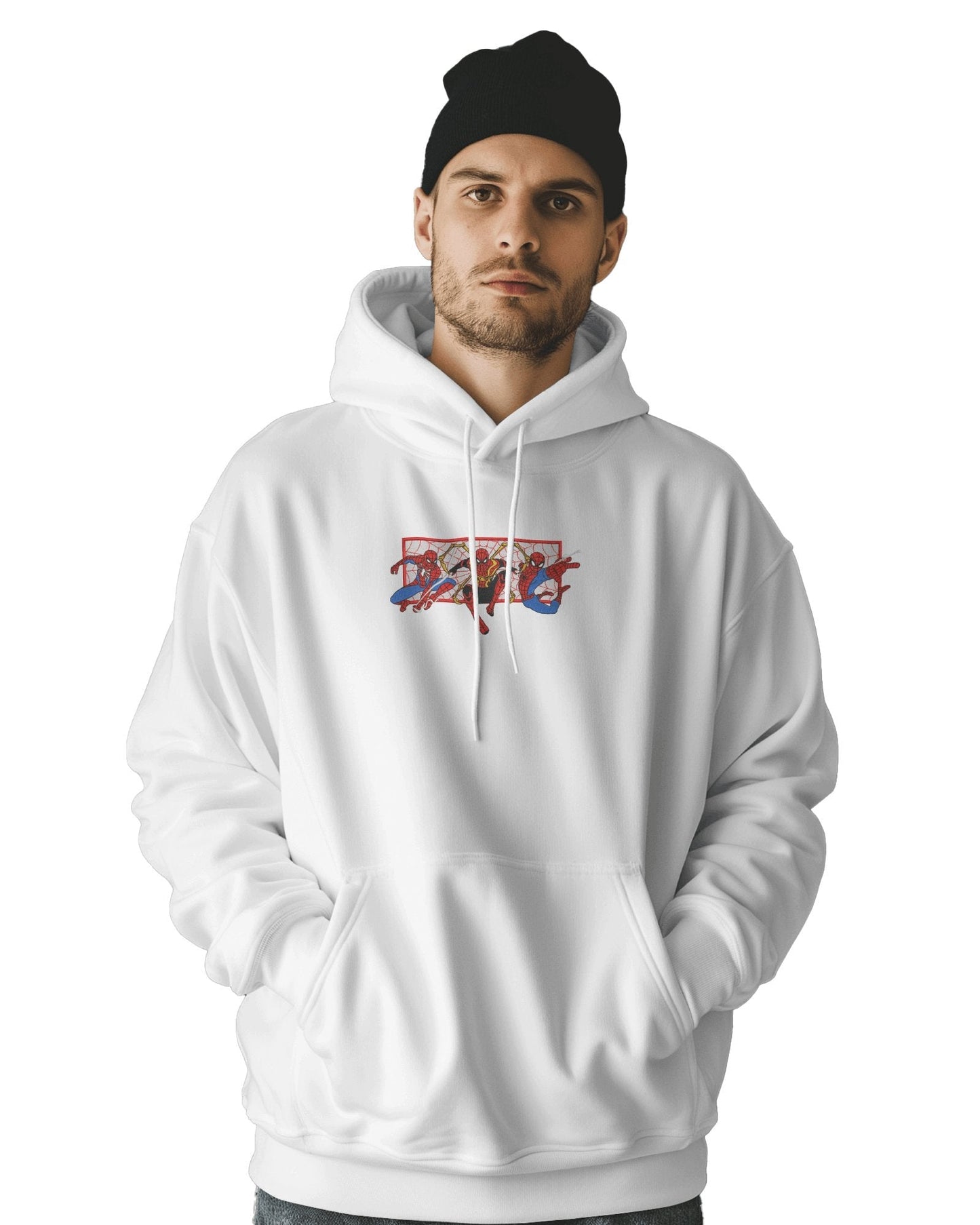 Hoodie 500 GSM Three Spider - man Embroidered Design - TM SignatureHoodie 500 GSM Three Spider - man Embroidered DesignHoodieTM SignatureWhiteXSCotton