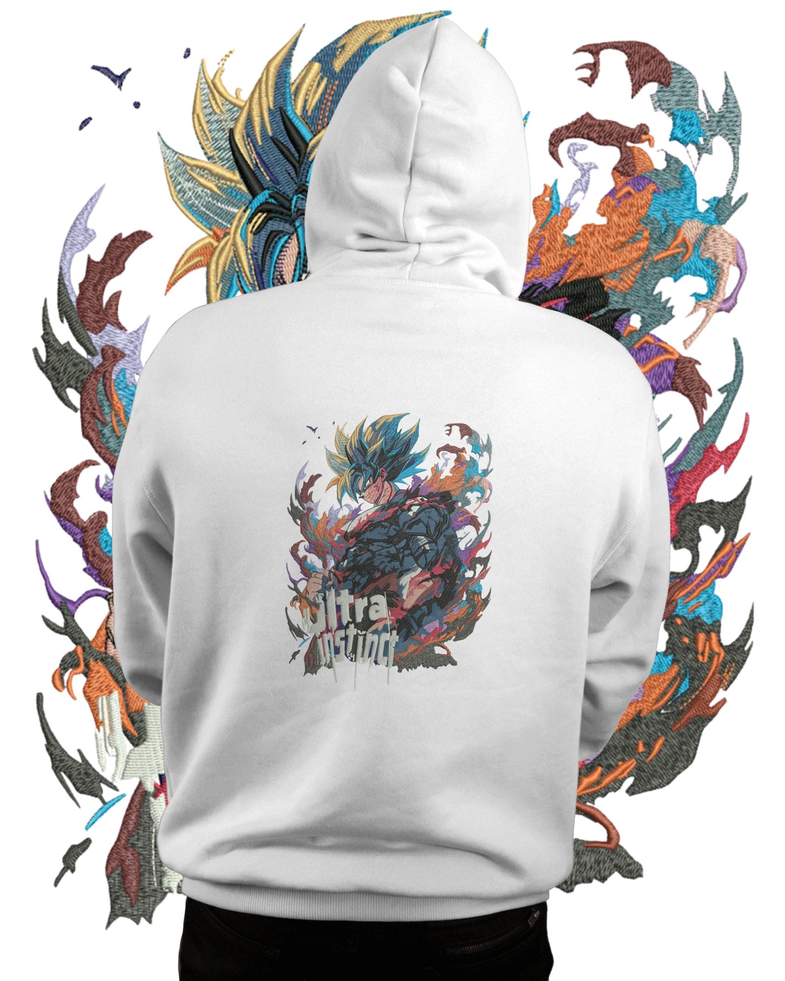 Hoodie 600 GSM Goku Ultra Instinct Large Design - TM SignatureHoodie 600 GSM Goku Ultra Instinct Large DesignHoodieTM SignatureWhiteCottonXS