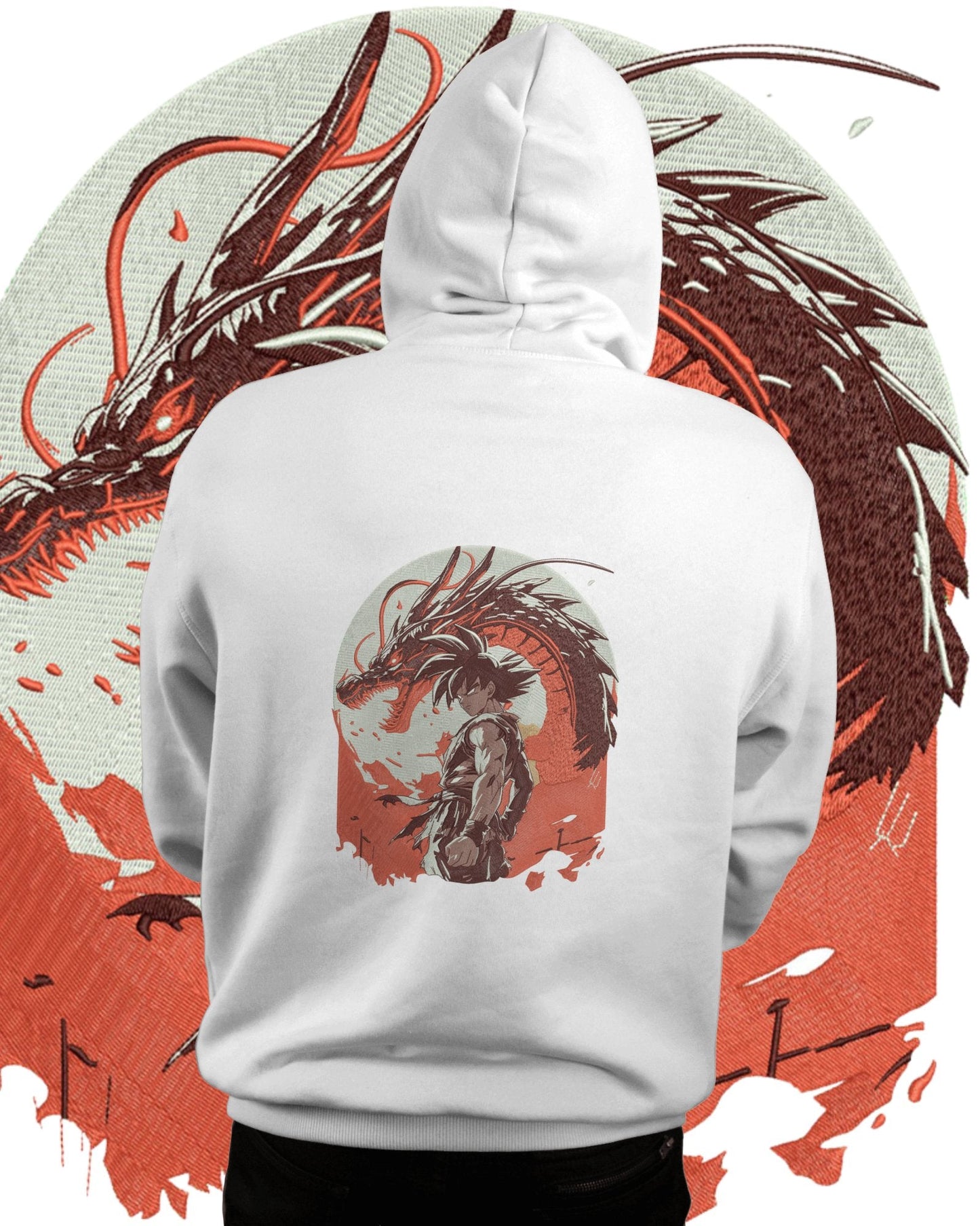 Hoodie 600 GSM Goku x Shenron Large Design - TM SignatureHoodie 600 GSM Goku x Shenron Large DesignHoodieTM SignatureWhiteCottonXS