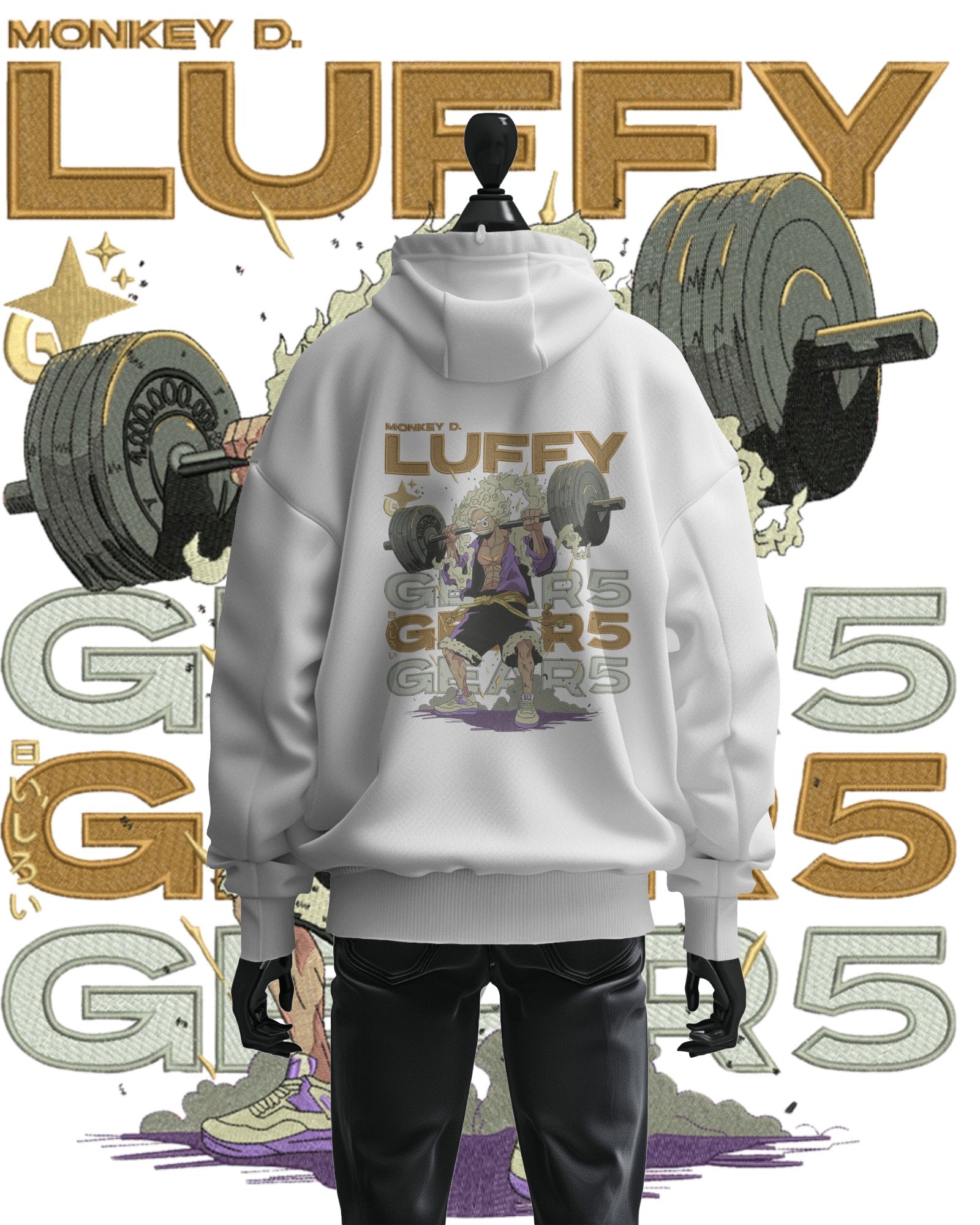 Hoodie 600 GSM Luffy Gym Large Design - TM SignatureHoodie 600 GSM Luffy Gym Large DesignHoodieTM SignatureWhiteCottonXS