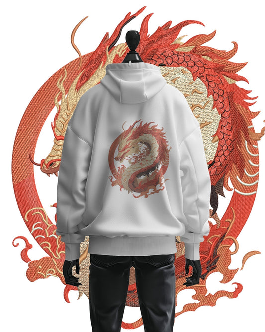 Hoodie 600 GSM Red Dragon Large Design - TM SignatureHoodie 600 GSM Red Dragon Large DesignHoodieTM SignatureWhiteCottonXS