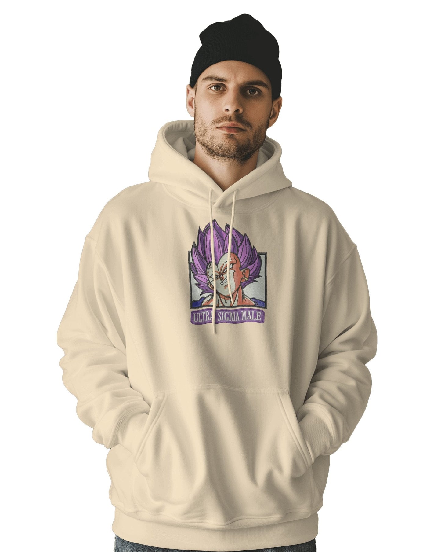 TM Signature Hoodie Beige / XS / Cotton Hoodie 500 GSM Vegeta Ultra Sigma Embroidered Design Hoodie 500 GSM Vegeta Ultra Sigma Embroidered Design