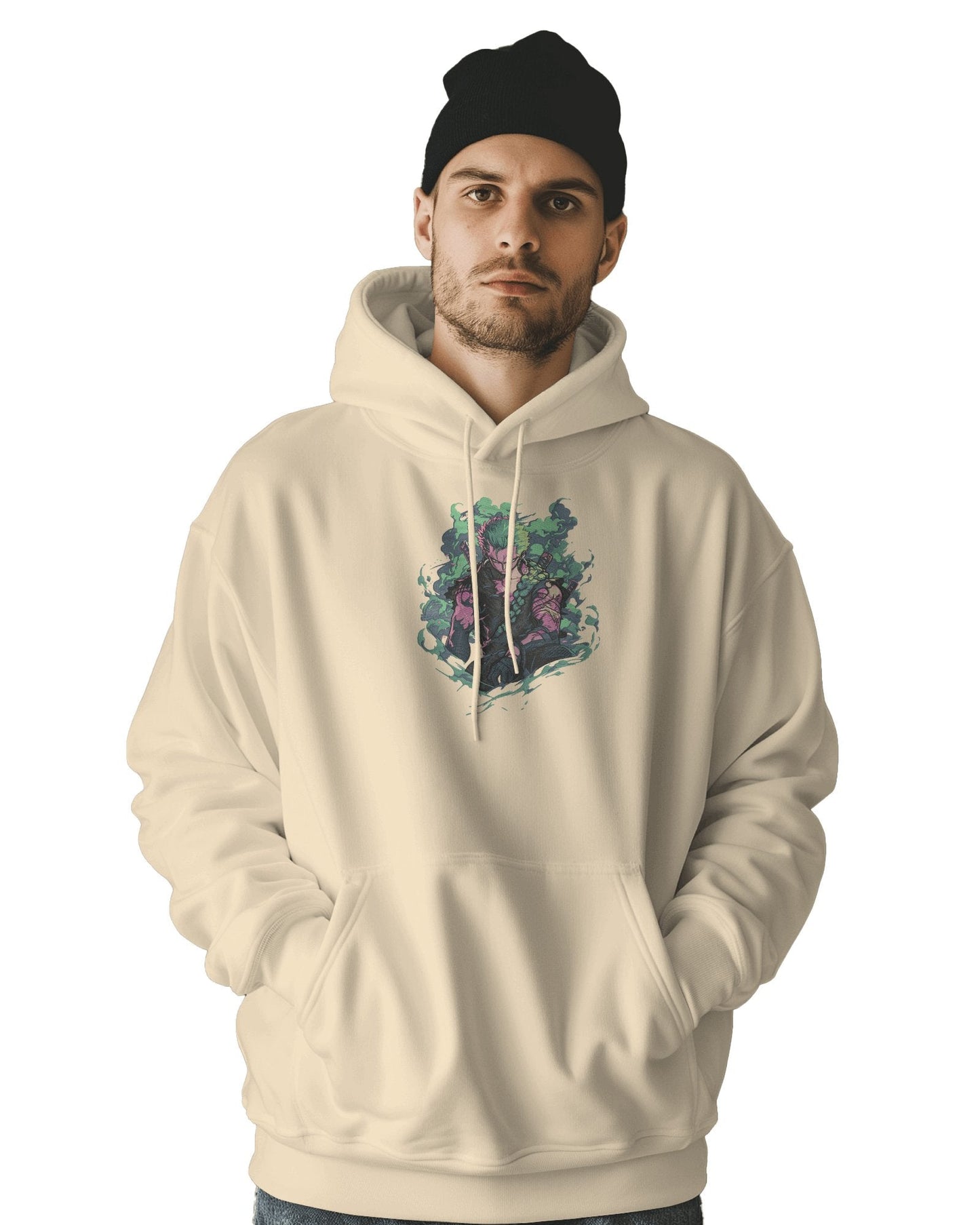 TM Signature Hoodie Beige / XS / Cotton Hoodie 500 GSM Zoro Embroidered Design Hoodie 500 GSM Zoro Embroidered Design