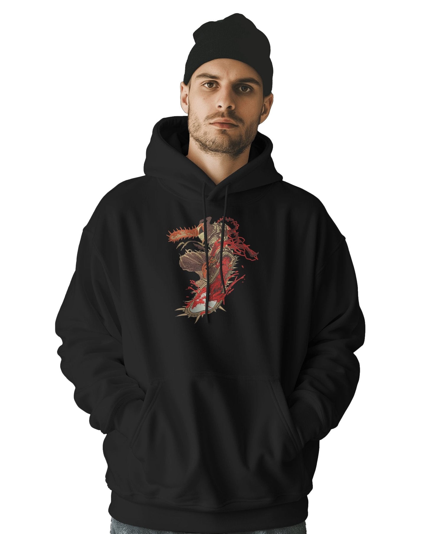 TM Signature Hoodie Black / XS / Cotton Hoodie 500 GSM Chainsaw Man Embroidered Design Hoodie 500 GSM Chainsaw Man Embroidered Design