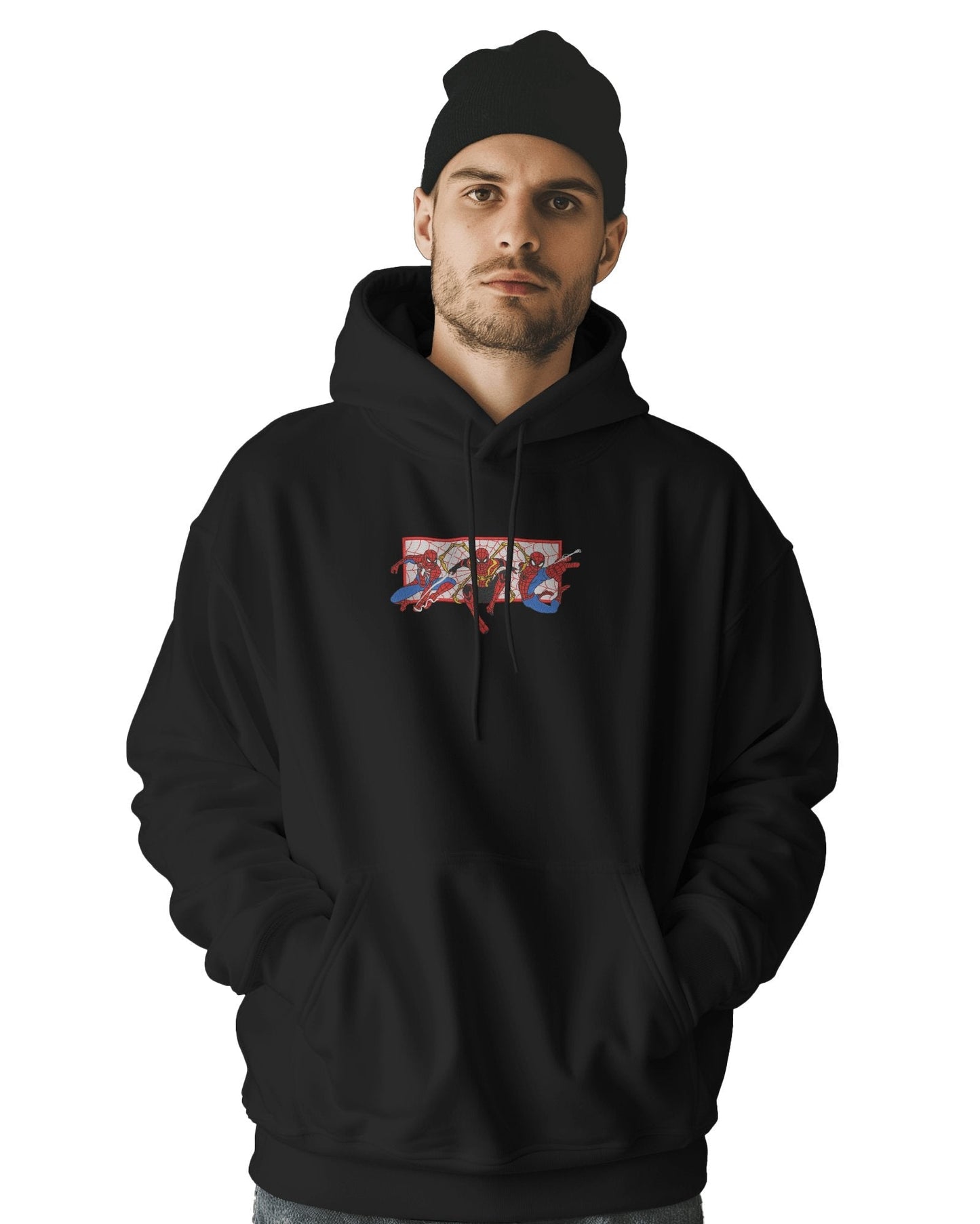 TM Signature Hoodie Black / XS / Cotton Hoodie 500 GSM Three Spider-man Embroidered Design Hoodie 500 GSM Three Spider-man Embroidered Design