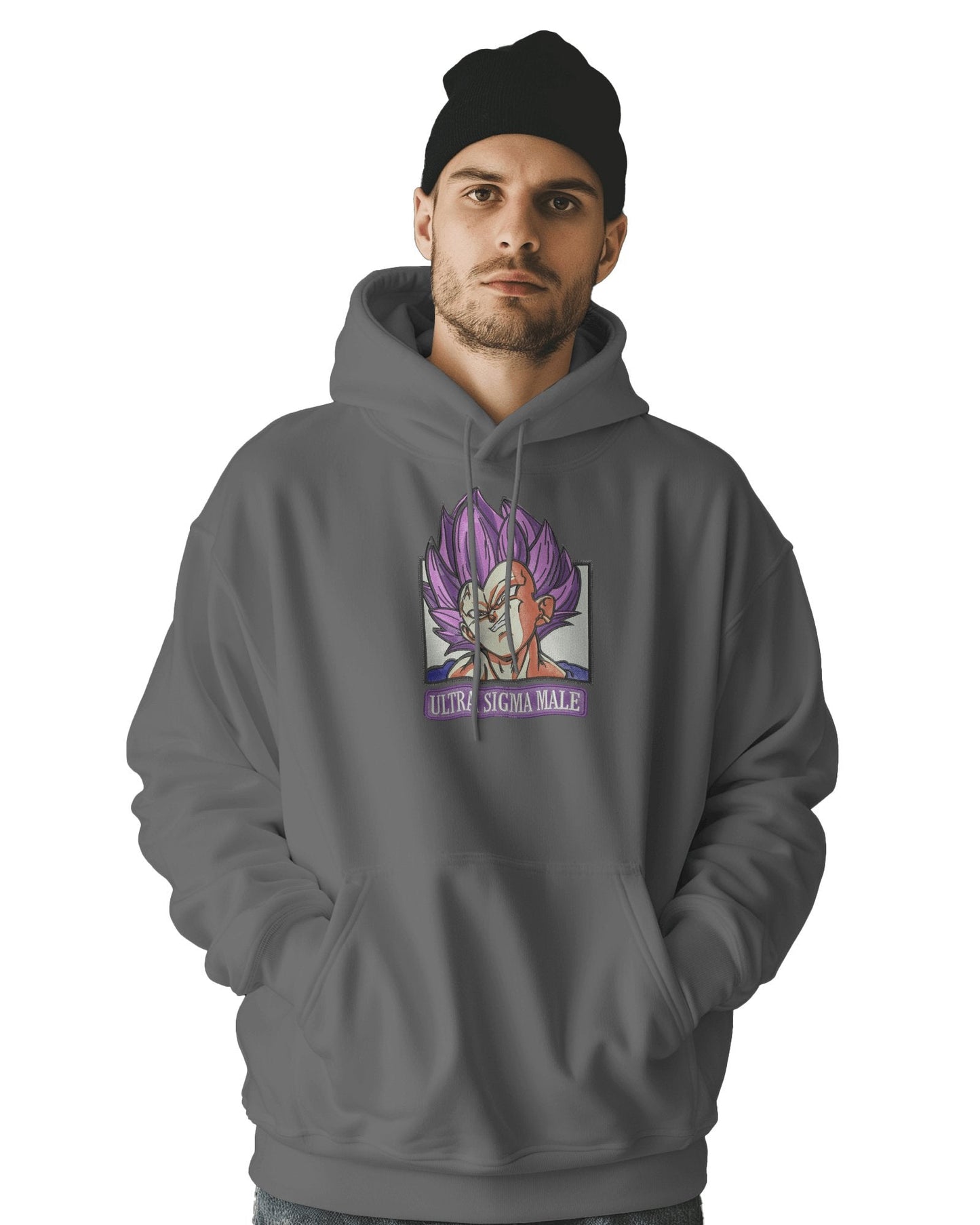 TM Signature Hoodie Gray / XS / Cotton Hoodie 500 GSM Vegeta Ultra Sigma Embroidered Design Hoodie 500 GSM Vegeta Ultra Sigma Embroidered Design