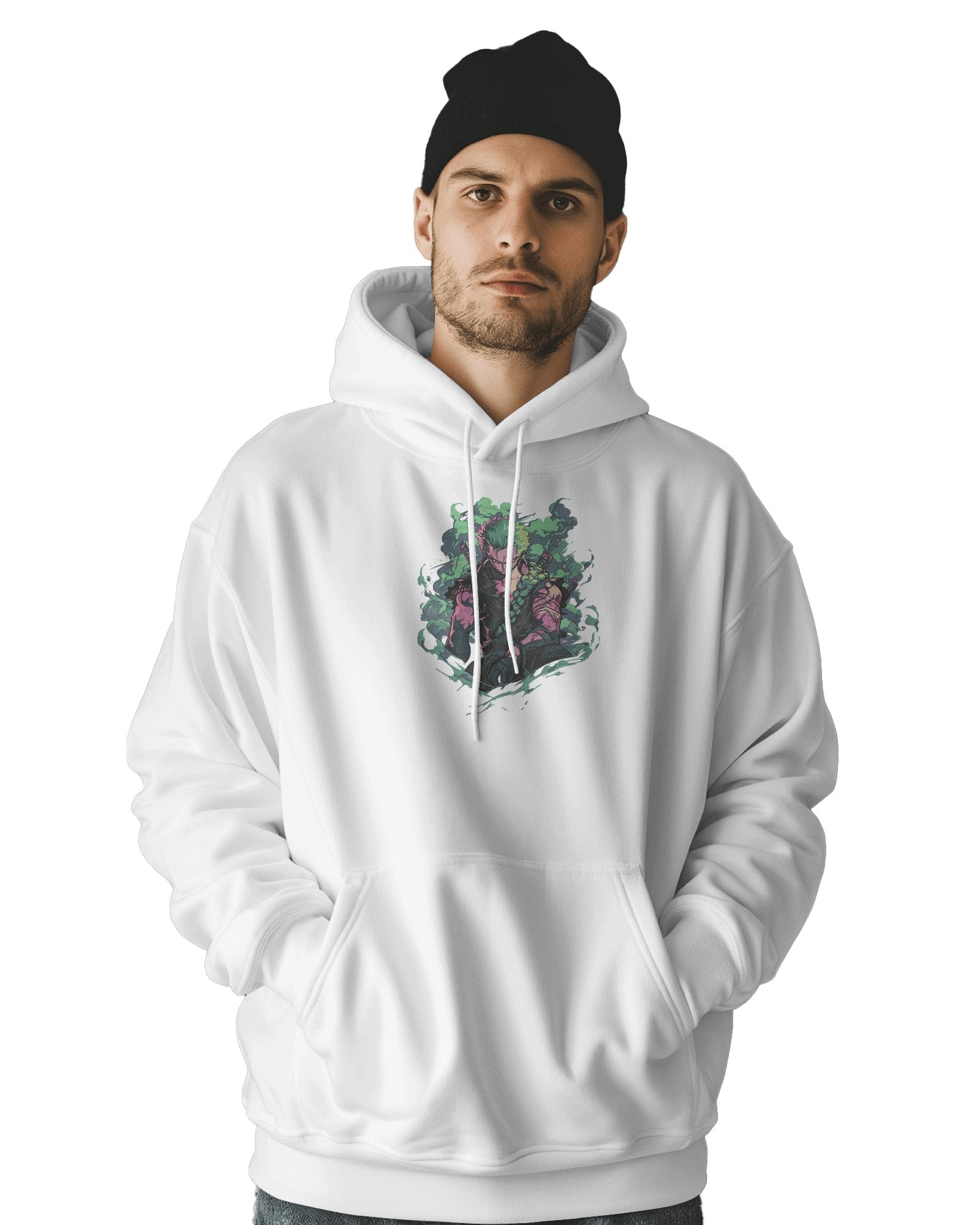 TM Signature Hoodie White / XS / Cotton Hoodie 500 GSM Zoro Embroidered Design Hoodie 500 GSM Zoro Embroidered Design