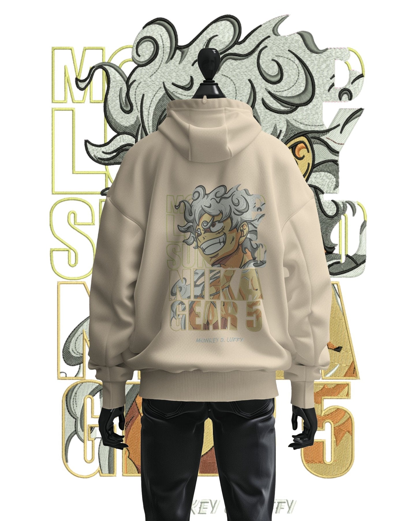 TMsignature Hoodie Beige / Cotton / XS Hoodie 600 GSM Luffy Gear 5 One Piece Large Design Hoodie 600 GSM Luffy Gear 5 One Piece Large Design