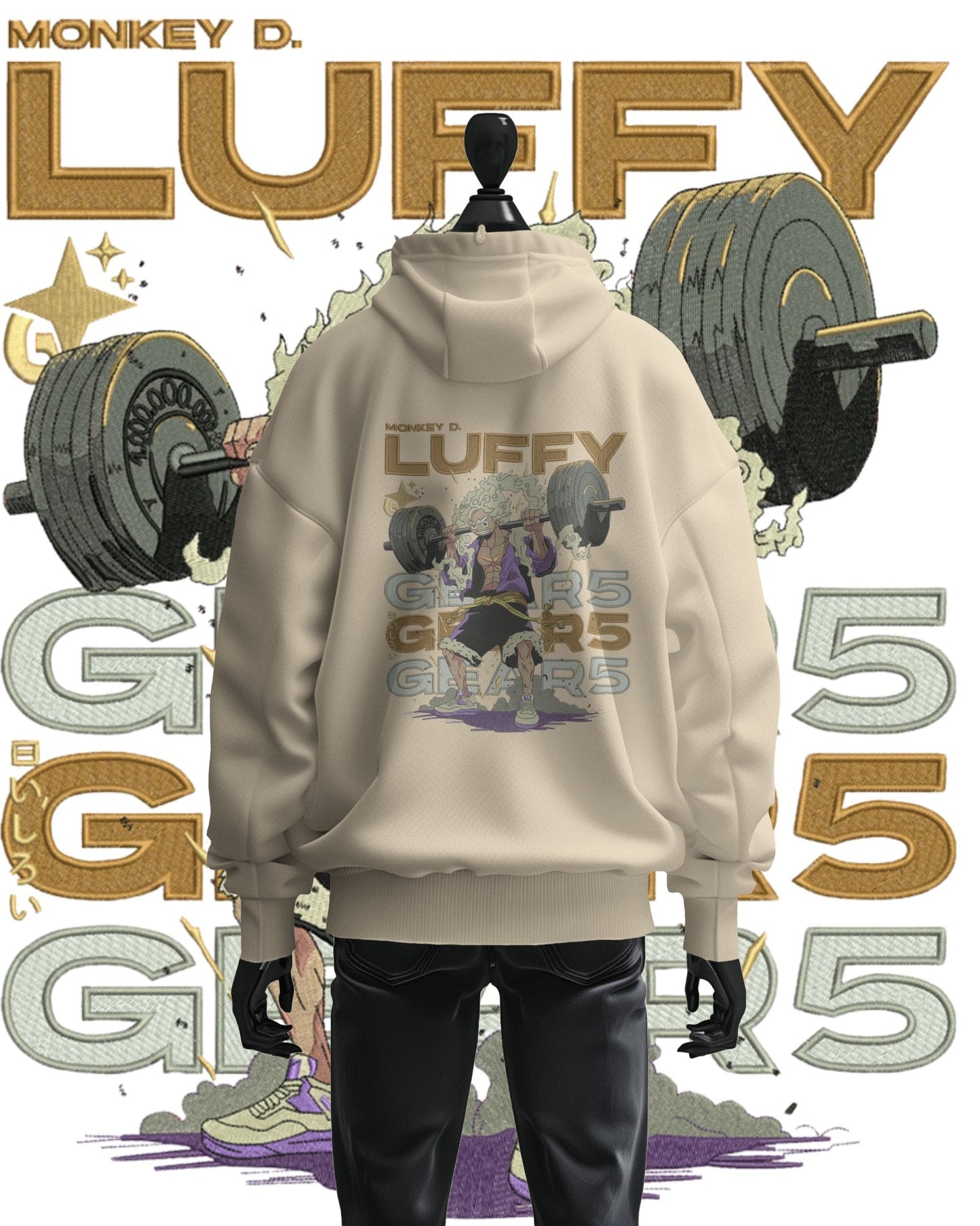 TMsignature Hoodie Beige / Cotton / XS Hoodie 600 GSM Luffy Gym Large Design Hoodie 600 GSM Luffy Gym Large Design