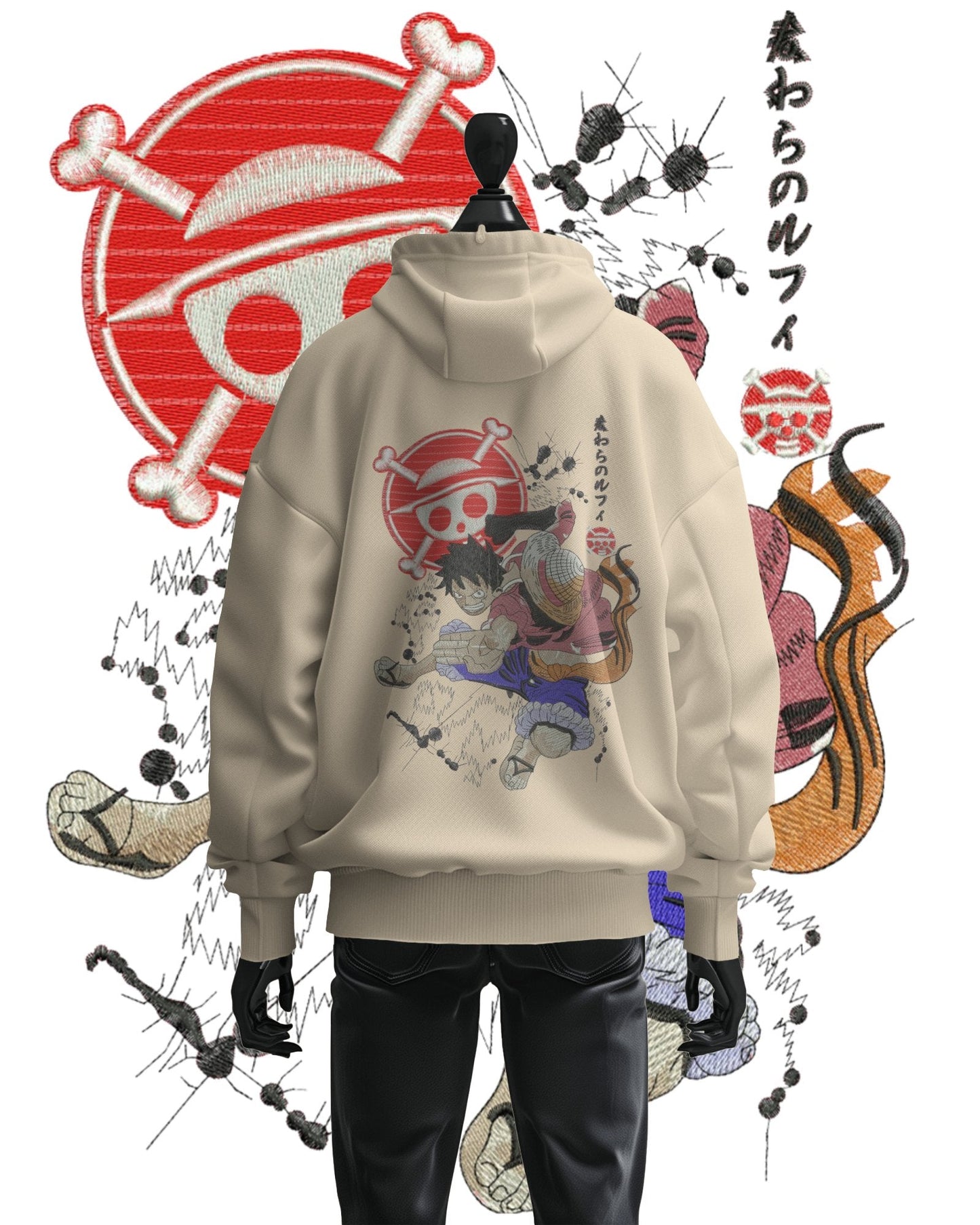 TMsignature Hoodie Beige / Cotton / XS Hoodie 600 GSM One Piece Luffy Large Design Hoodie 600 GSM One Piece Luffy Large Design