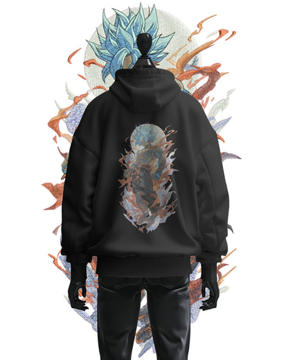 TMsignature Hoodie Black / Cotton / XS Hoodie 600 GSM Goku Ultra Power Large Design Hoodie 600 GSM Goku Ultra Power Large Design