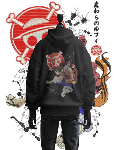 TMsignature Hoodie Black / Cotton / XS Hoodie 600 GSM One Piece Luffy Large Design Hoodie 600 GSM One Piece Luffy Large Design