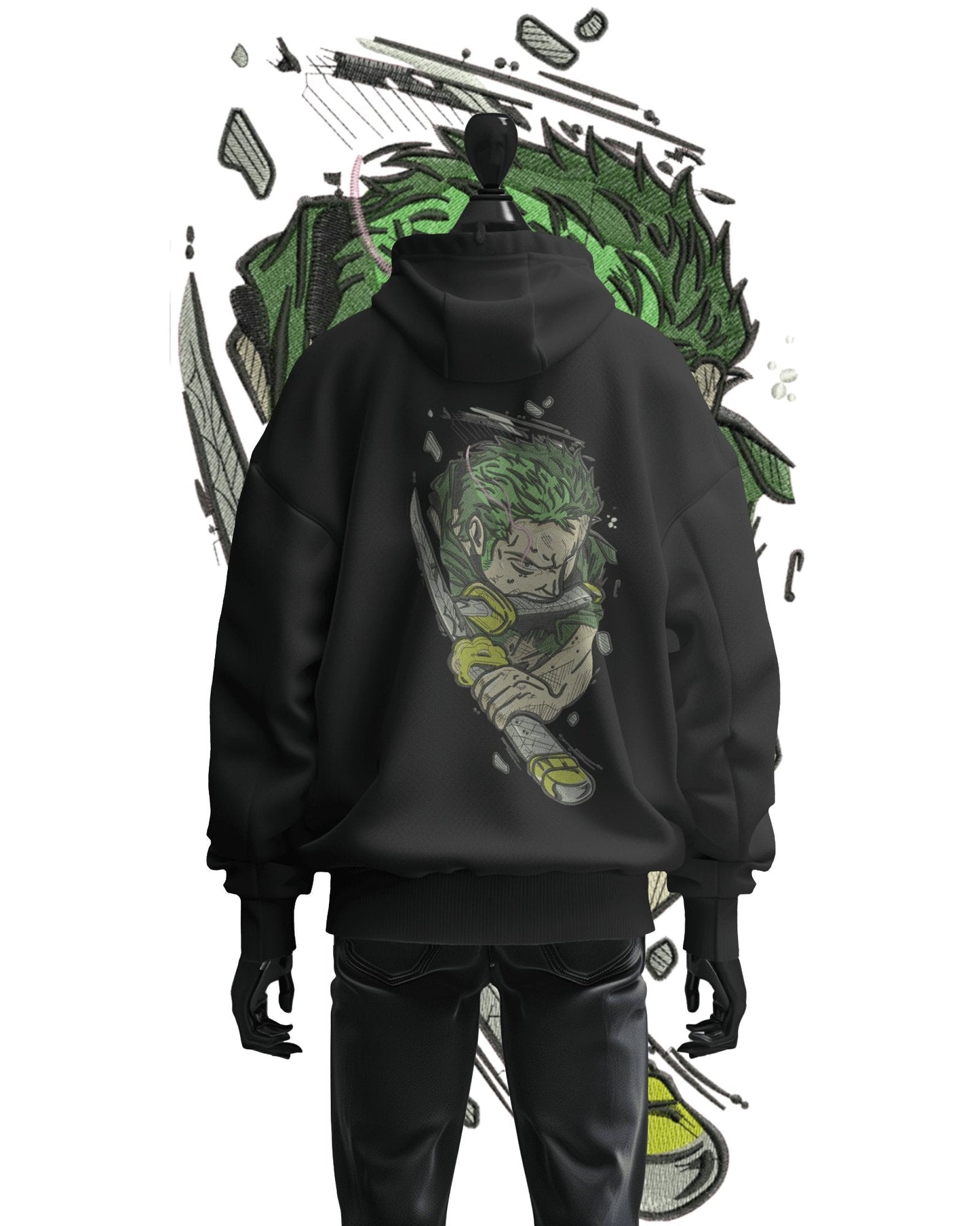 TMsignature Hoodie Black / Cotton / XS Hoodie 600 GSM Zoro One Piece Large Design Hoodie 600 GSM Zoro One Piece Large Design