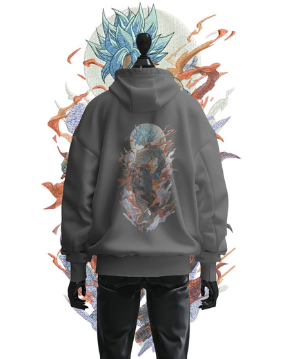 TMsignature Hoodie Gray / Cotton / XS Hoodie 600 GSM Goku Ultra Power Large Design Hoodie 600 GSM Goku Ultra Power Large Design