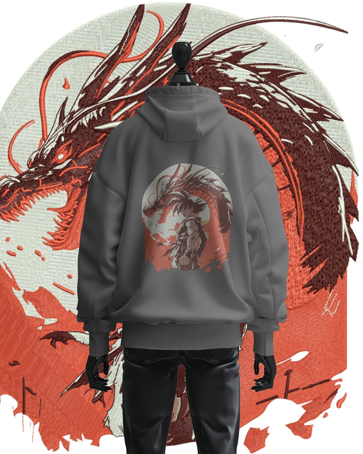 TMsignature Hoodie Gray / Cotton / XS Hoodie 600 GSM Goku x Shenron Large Design Hoodie 600 GSM Goku x Shenron Large Design