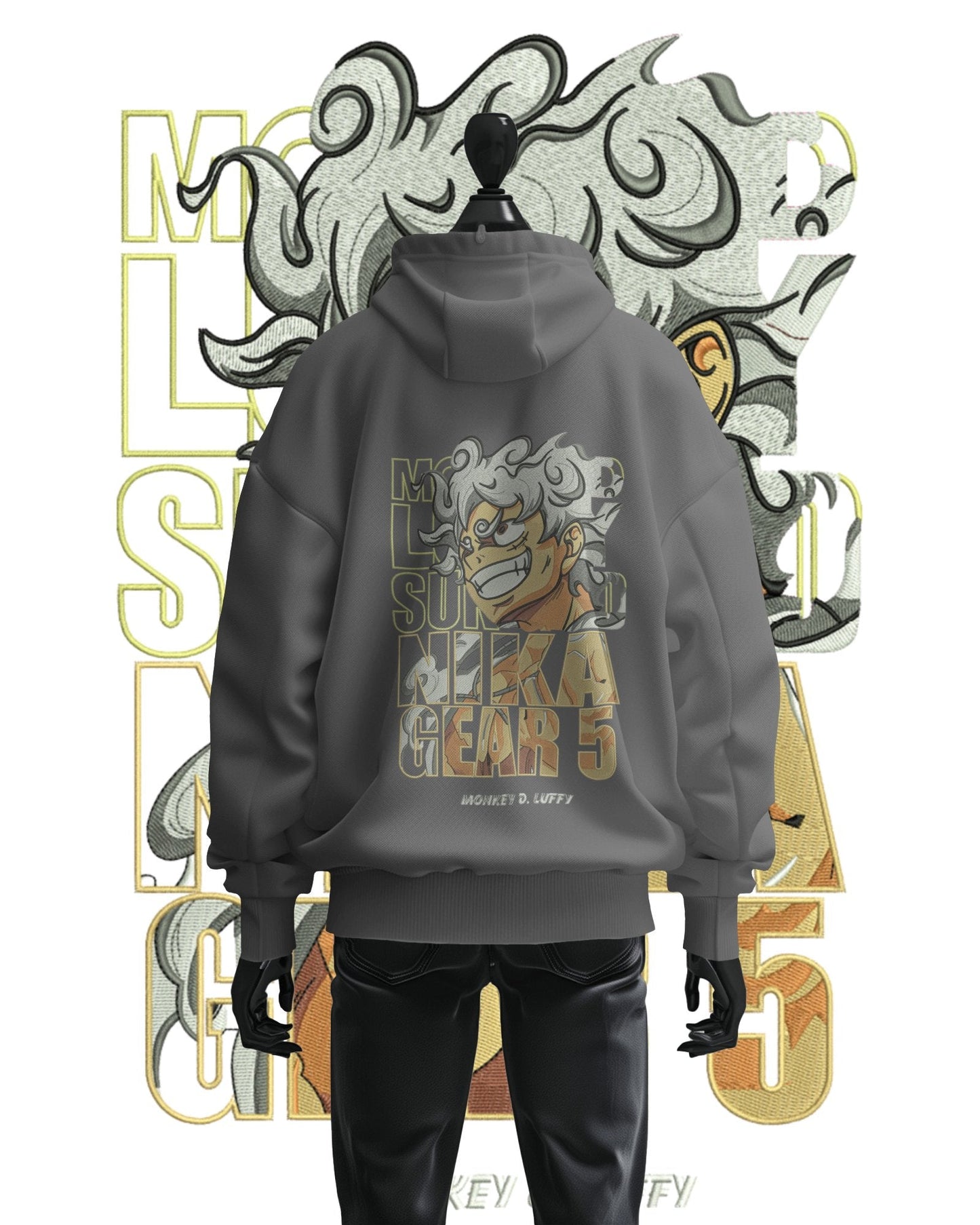 TMsignature Hoodie Gray / Cotton / XS Hoodie 600 GSM Luffy Gear 5 One Piece Large Design Hoodie 600 GSM Luffy Gear 5 One Piece Large Design