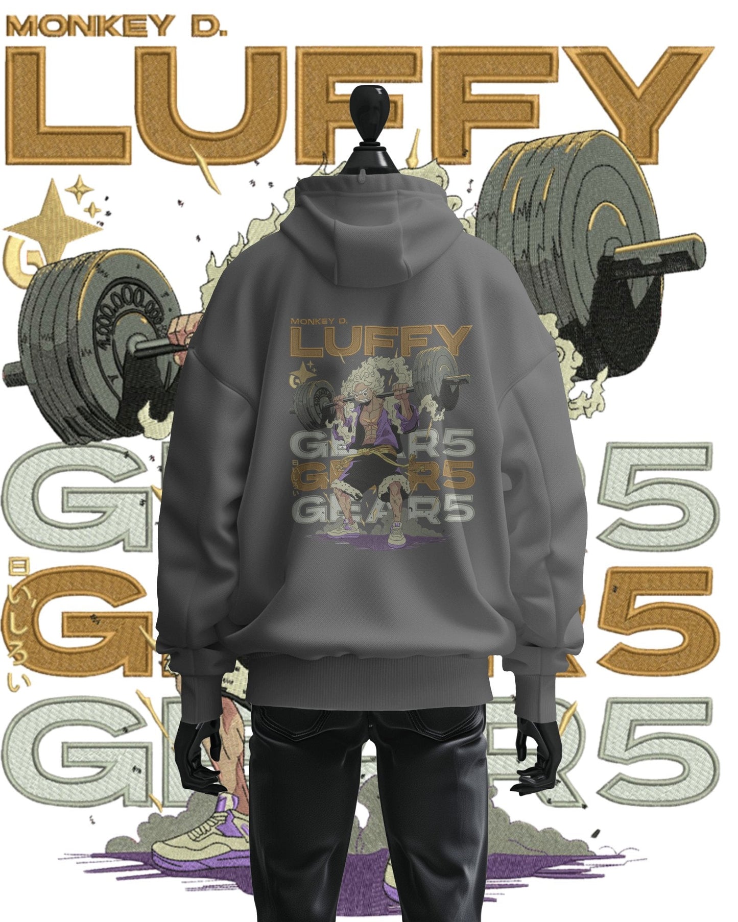 TMsignature Hoodie Gray / Cotton / XS Hoodie 600 GSM Luffy Gym Large Design Hoodie 600 GSM Luffy Gym Large Design