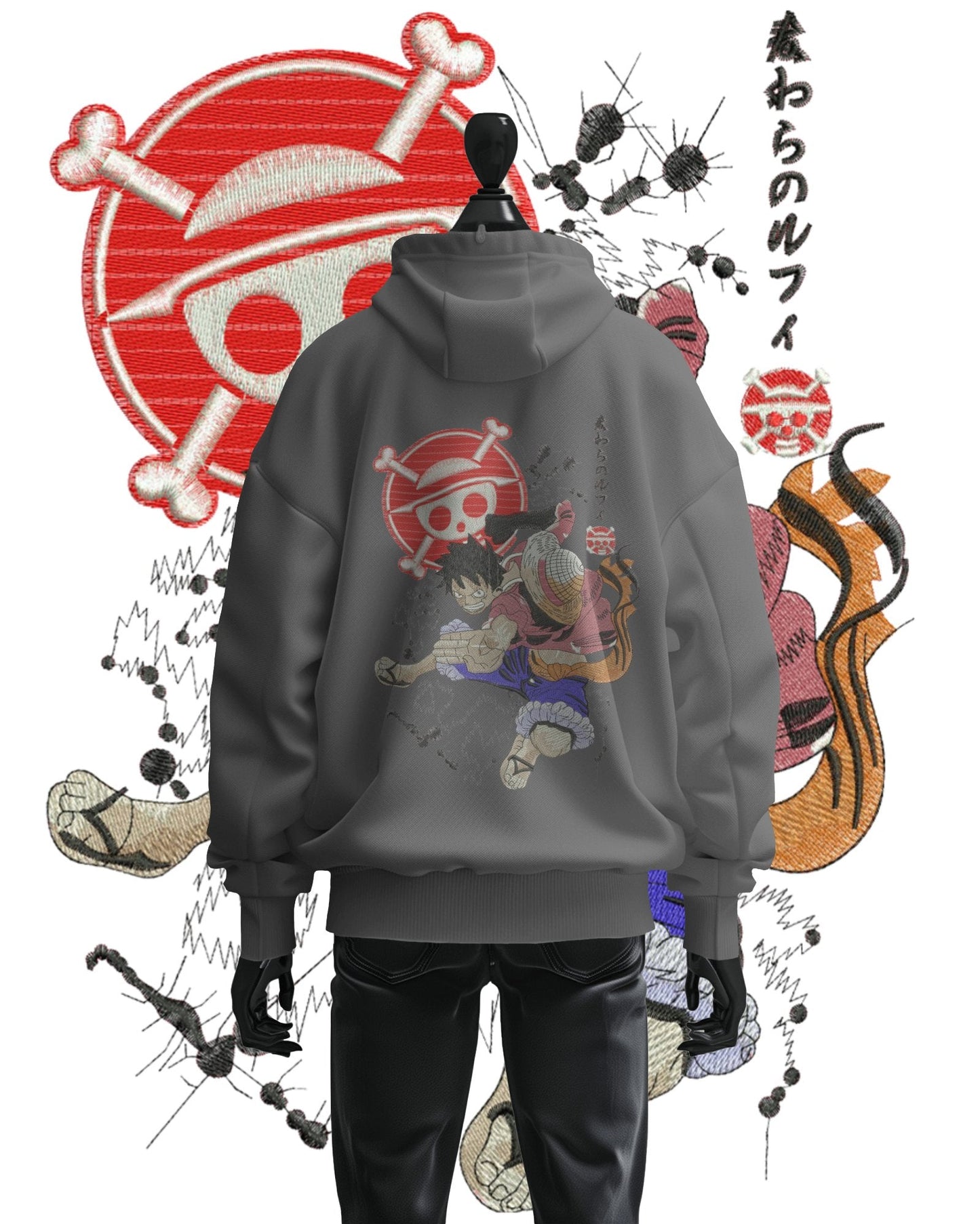 TMsignature Hoodie Gray / Cotton / XS Hoodie 600 GSM One Piece Luffy Large Design Hoodie 600 GSM One Piece Luffy Large Design